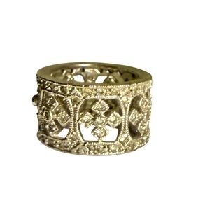 Vintage Silver CZ Diamonds Filagree Ring Size 6